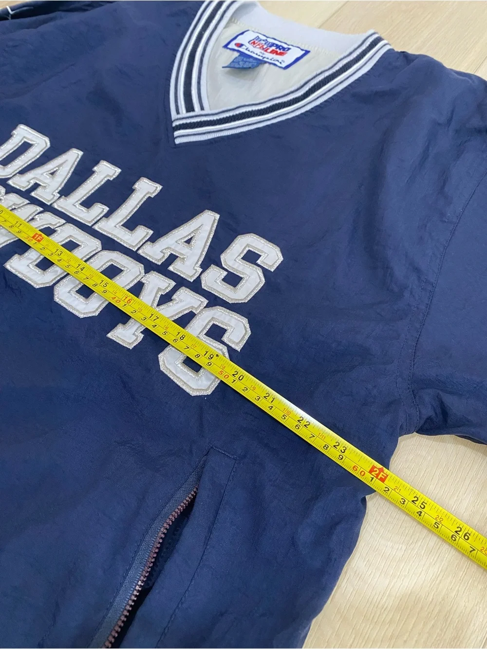 Dallas Cowboys Pro Line Champion NFL Pullover Windbreaker Mens M Blue V Neck